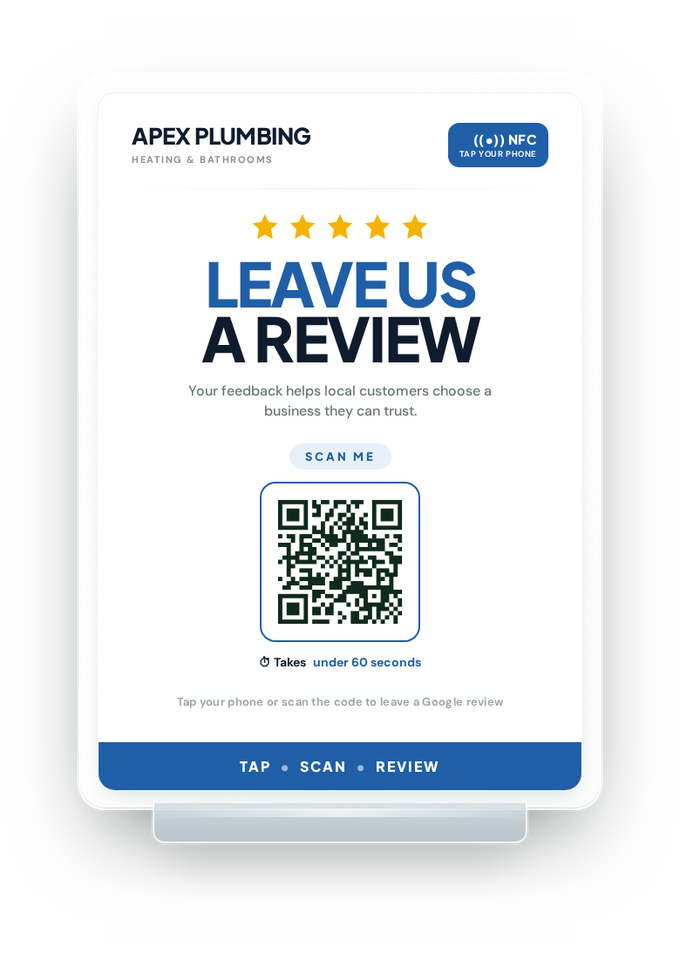 Custom review board example for Trades & services
